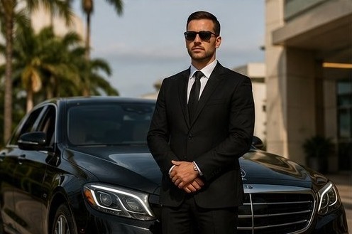 Professional chauffeur in formal attire